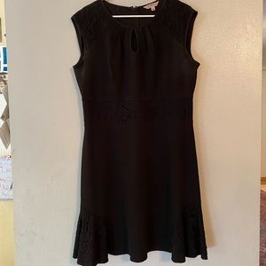 Black Dress with Floral Overlay Accents